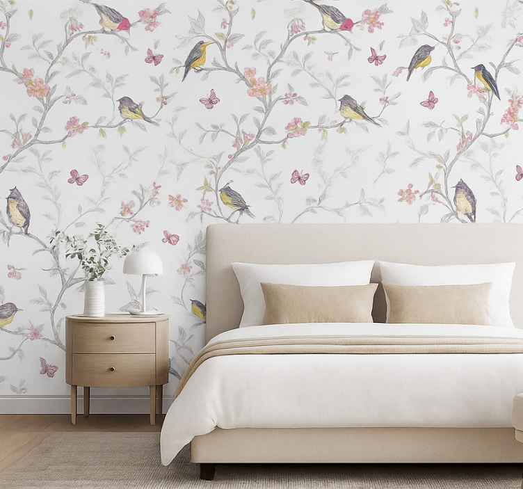 Papier peint chambre adulte oiseaux sur branches - TenStickers