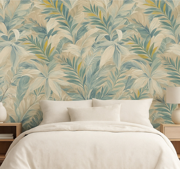 Papier peint chambre adulte palmier tropical abstrait - TenStickers