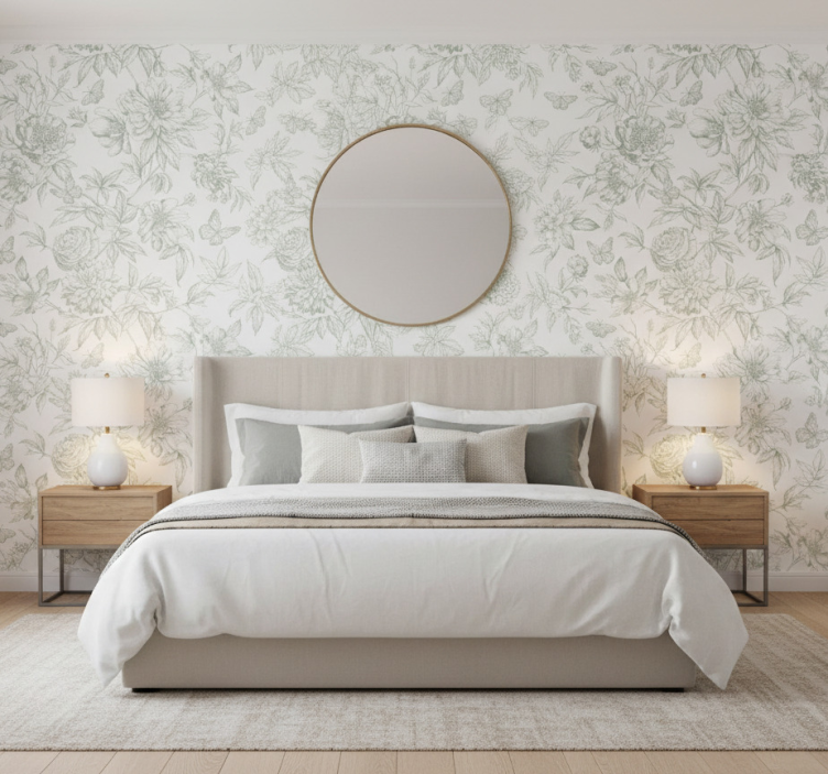 Papier peint chambre adulte pivoines en fleurs - TenStickers