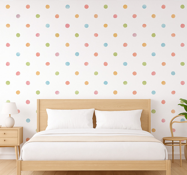 Papier peint chambre adulte pois aquarelle - TenStickers