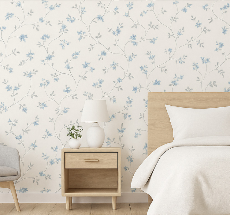 Papier peint chambre adulte sentier de prairie bleue classique - TenStickers