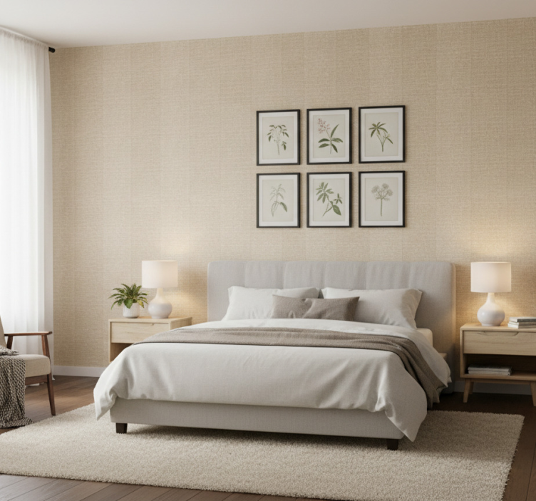 Papier peint chambre adulte tissu beige uni - TenStickers