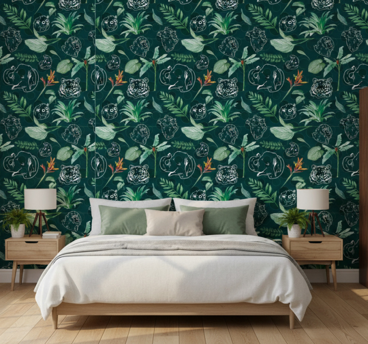 Papier peint chambre animaux et arbres colorés - TenStickers