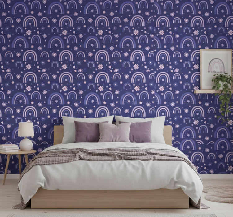 Papier peint chambre arcs-en-ciel violets - TenStickers