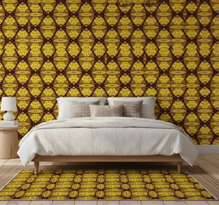 Papier peint chambre art abstrait africain jaune - TenStickers