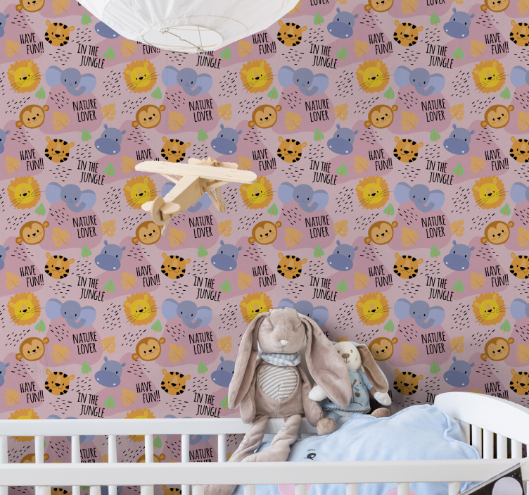 Papier peint chambre bébé amoureux de la jungle - TenStickers