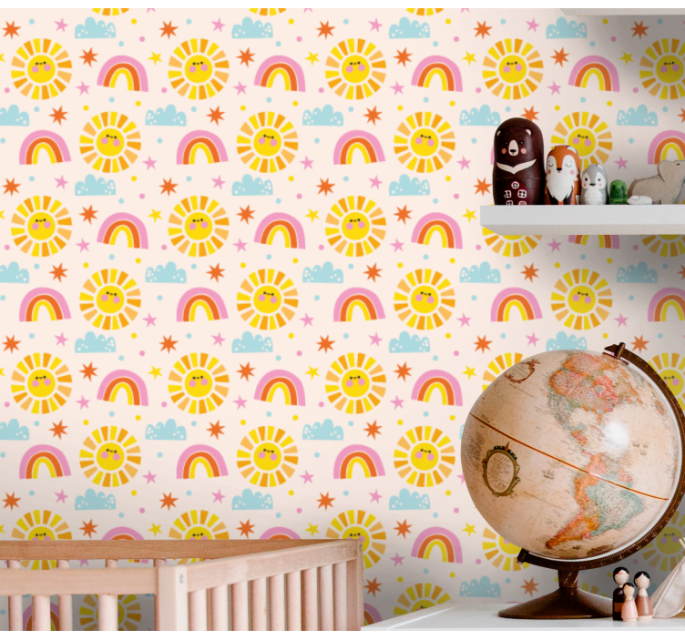 Papier peint chambre bébé arcs-en-ciel de soleil - TenStickers