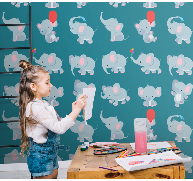 Papier peint chambre bébé éléphants espiègles - TenStickers