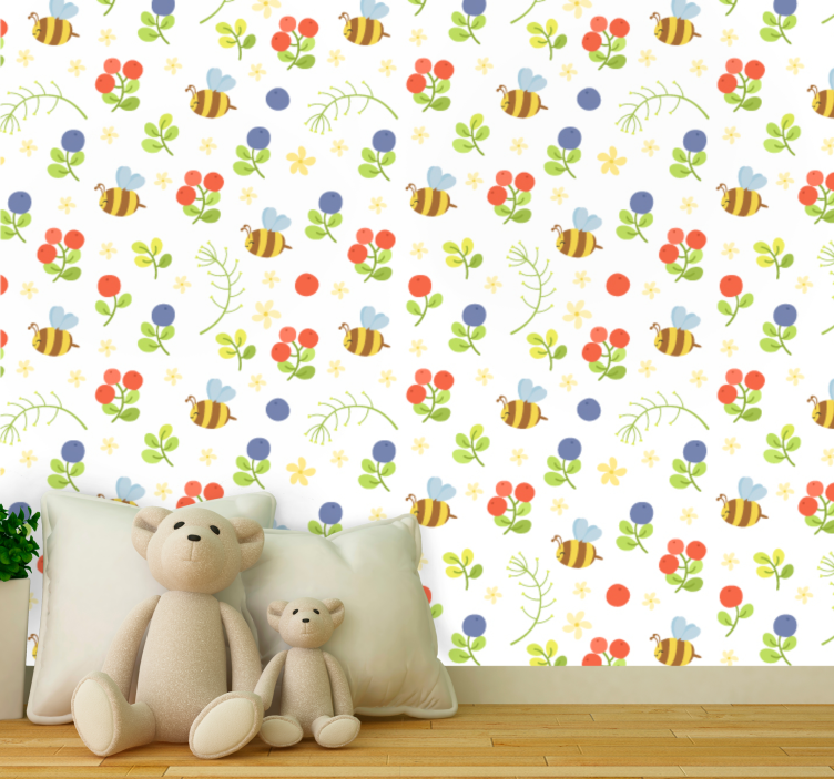 Papier peint chambre enfant modèle de jardin d'abeilles - TenStickers