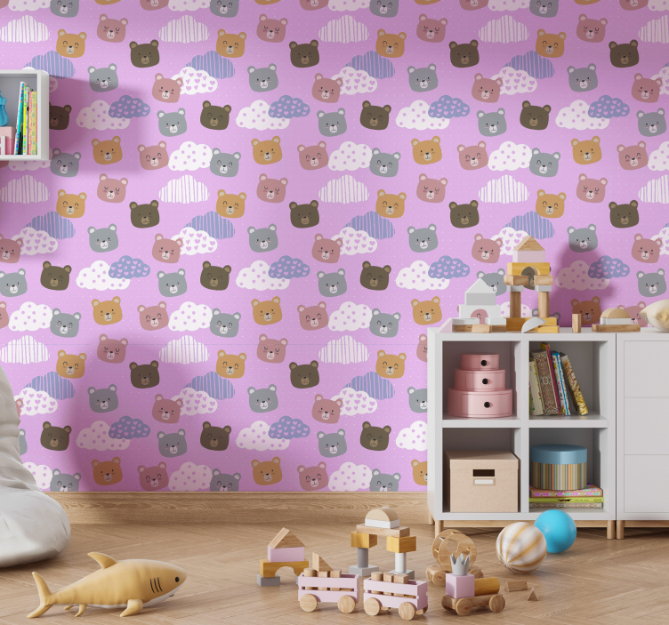 Papier peint chambre bébé modèle d'ours en peluche - TenStickers