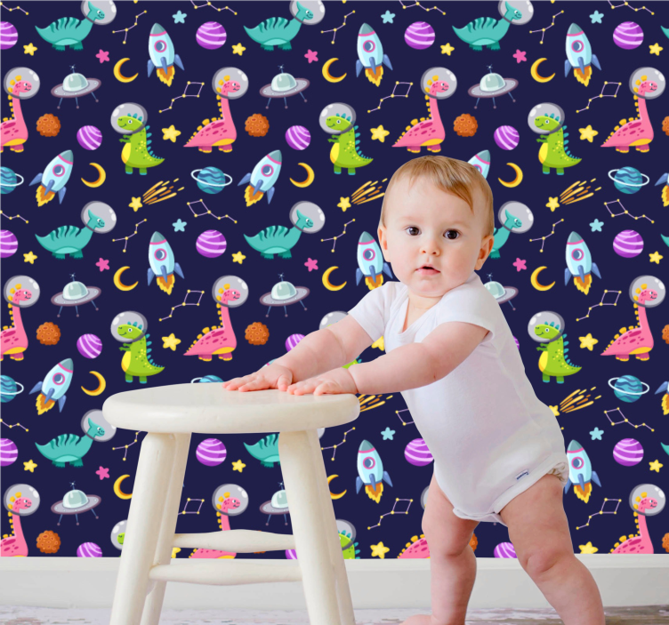 Papier peint chambre enfant motif d'aventure spatiale - TenStickers