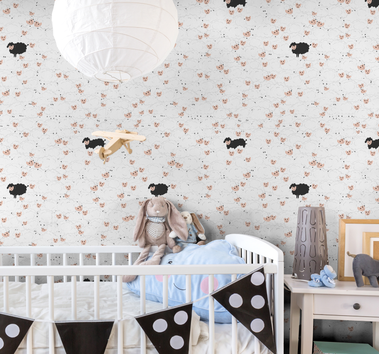 Papier peint chambre bébé motif délice de mouton - TenStickers