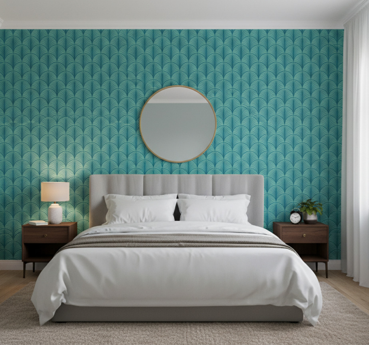 Papier peint chambre bleu vert - TenStickers