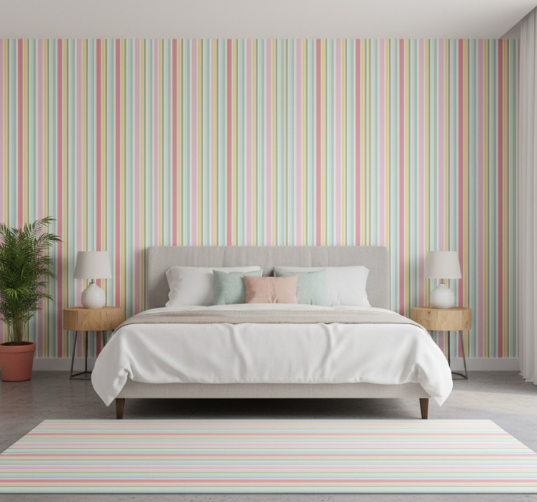 Papier peint chambre design rayé pastel horizontal - TenStickers