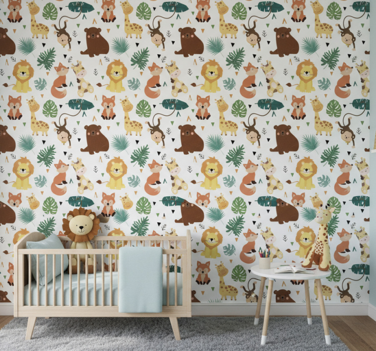 Papier peint chambre enfant animaux sauvages mignons - TenStickers