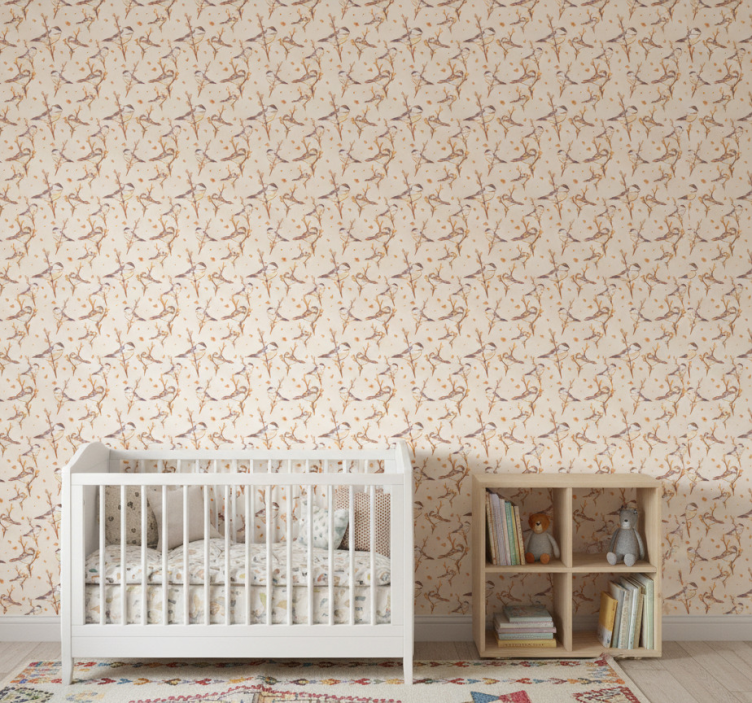 Papier peint chambre enfant aquarella oiseaux sur branches - TenStickers
