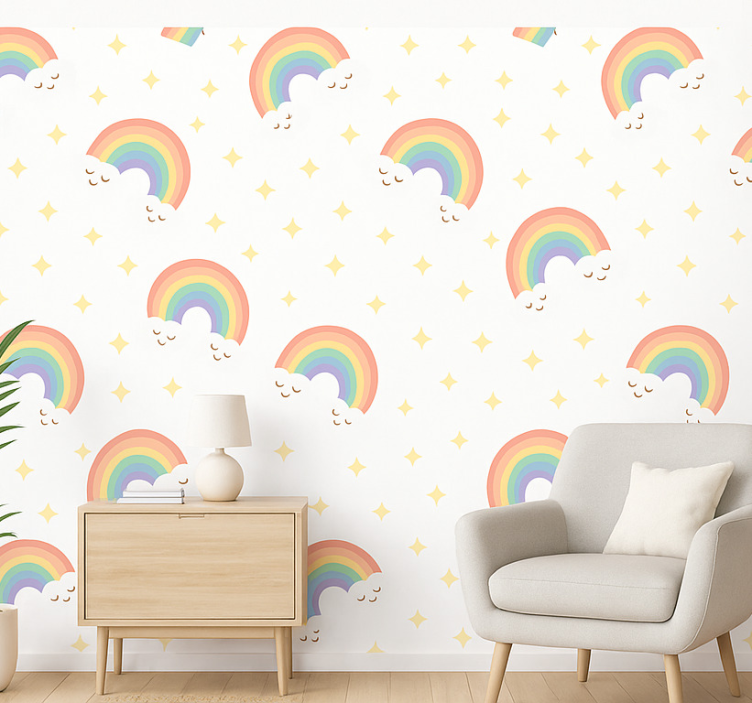 Papier peint chambre enfant arc-en-ciel - TenStickers