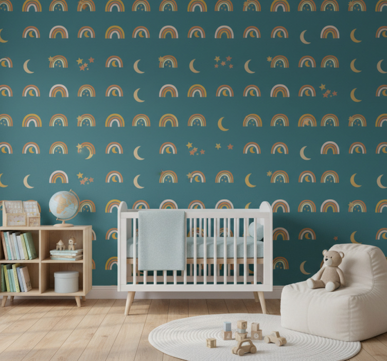 Papier peint chambre enfant arcs-en-ciel et étoiles - TenStickers