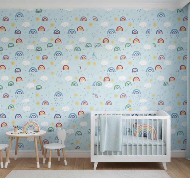 Papier peint chambre enfant arcs-en-ciel et nuages - TenStickers