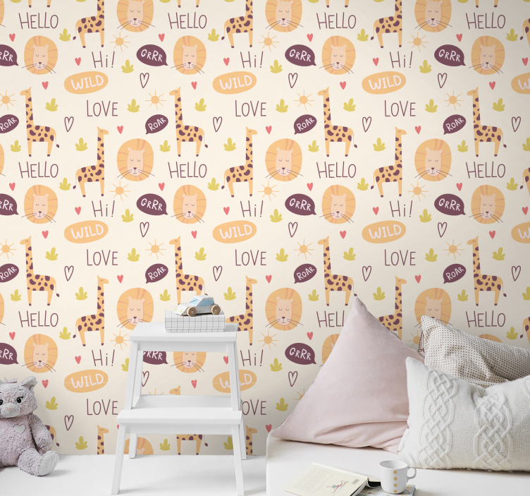Papier peint chambre enfant bébés girafes de la jungle - TenStickers