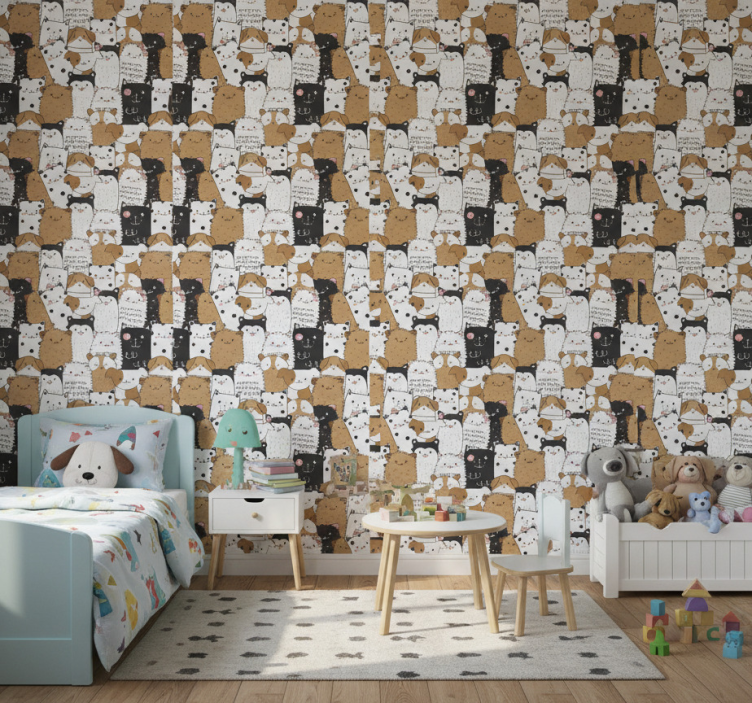 Papier peint chambre enfant chiens mignons sans couture - TenStickers
