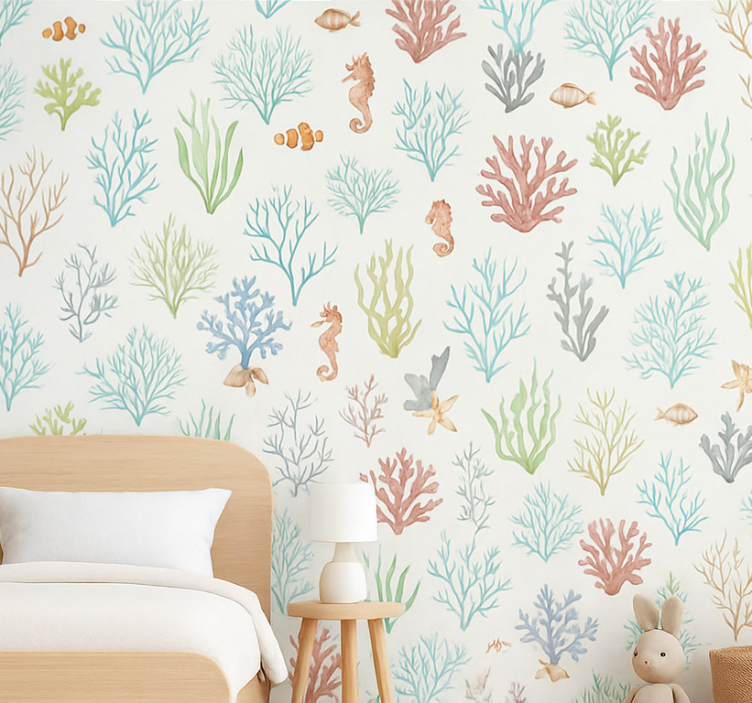 Papier peint chambre enfant corail sous-marin - TenStickers
