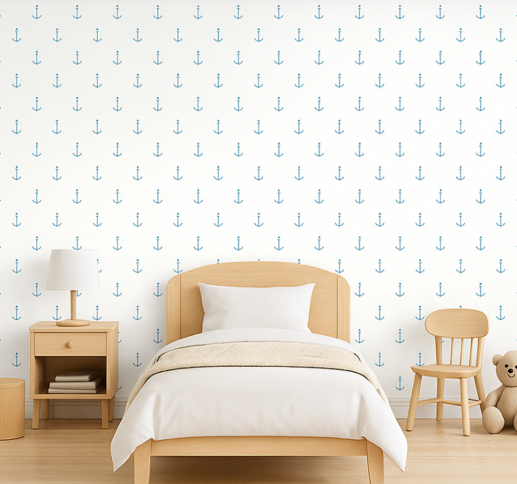 Papier peint chambre enfant design ancre bleue - TenStickers