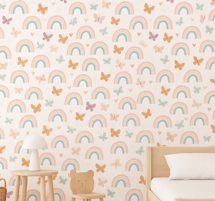 Papier peint chambre enfant design arc-en-ciel mignon - TenStickers