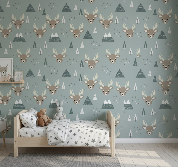 Papier peint chambre enfant design cerf nordique - TenStickers