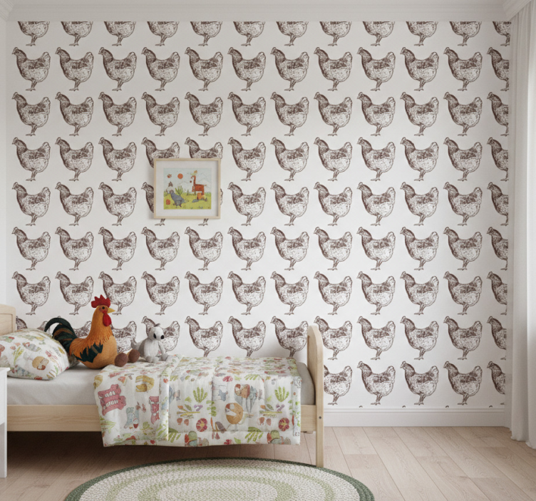 Papier peint chambre enfant design poulet original - TenStickers