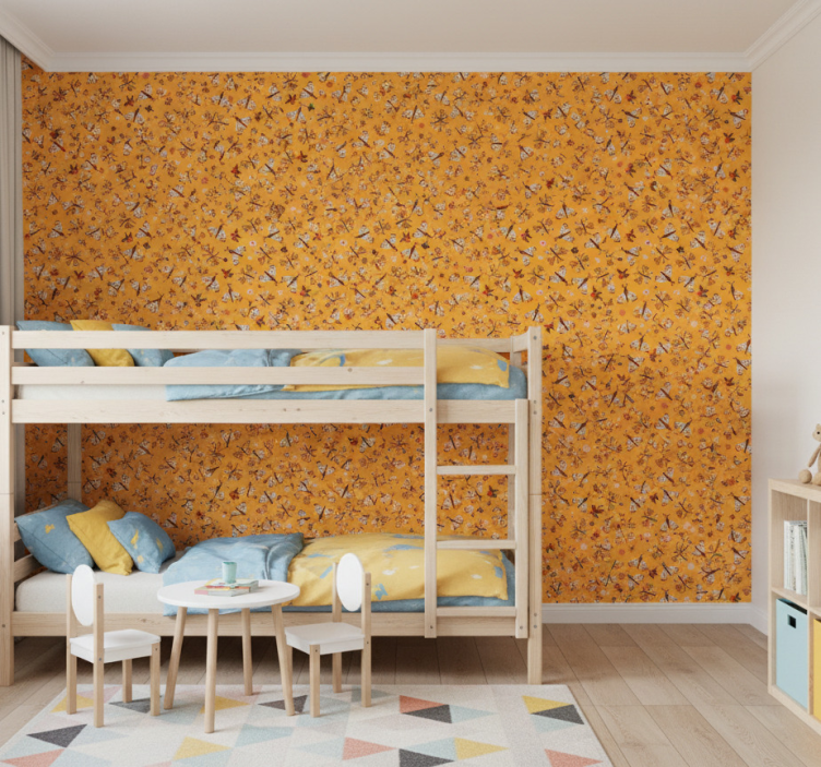 Papier peint chambre enfant design traditionnel jaune - TenStickers