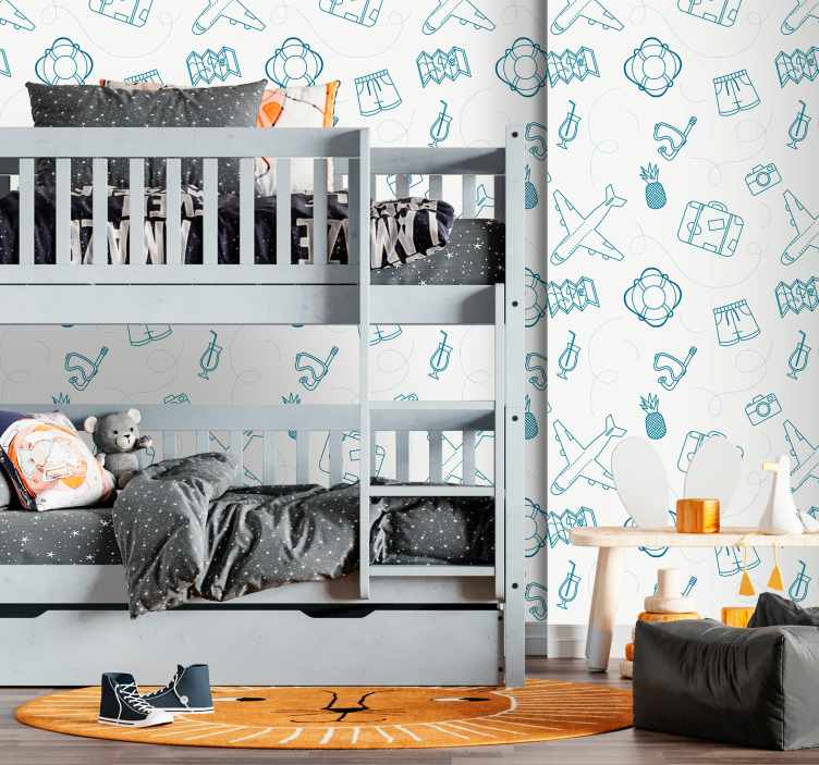 Papier peint chambre enfant éléments de thème de voyage - TenStickers