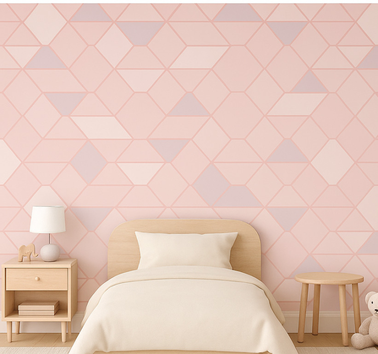 Papier peint chambre enfant figures abstraites roses modernes - TenStickers