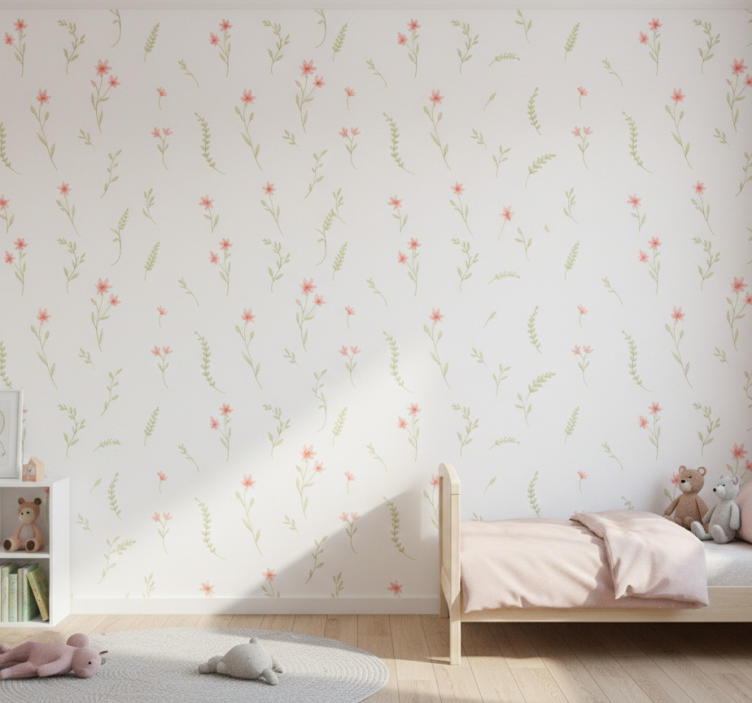 Papier peint chambre enfant fleurs des champs pastel - TenStickers