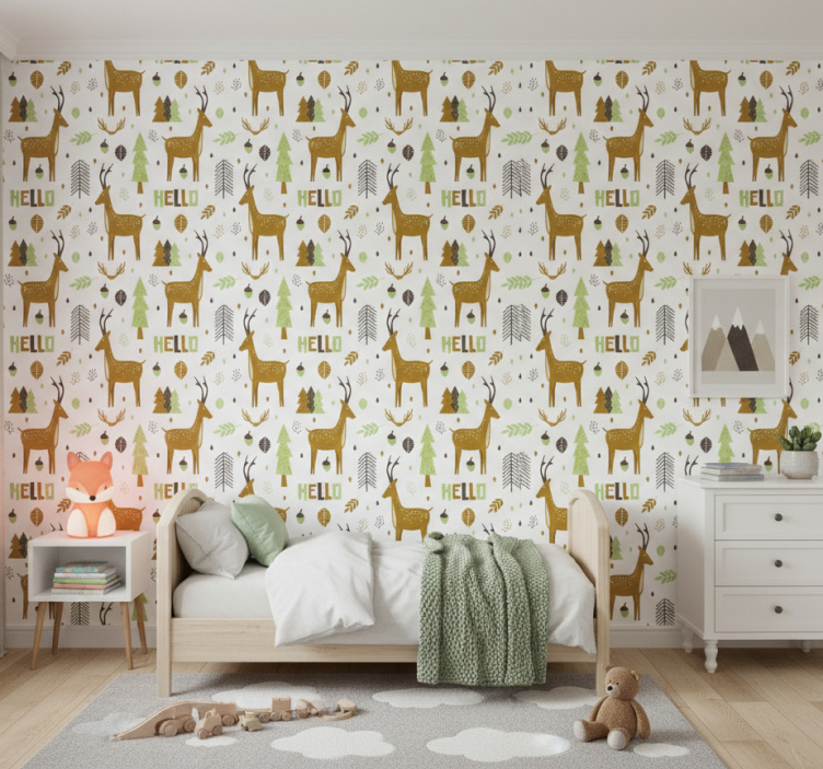 Papier peint chambre enfant forêt nordique accueillante - TenStickers
