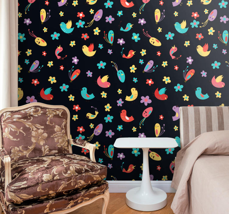 Papier peint chambre enfant joli design de petites fleurs - TenStickers