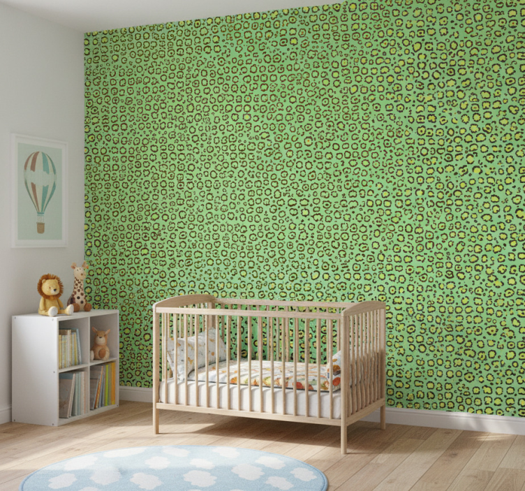Papier peint chambre enfant léopard coloré sur pistache - TenStickers