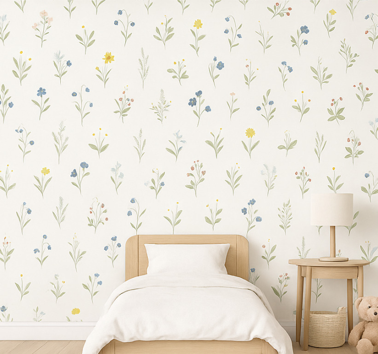 Papier peint chambre enfant motif botanique simple - TenStickers