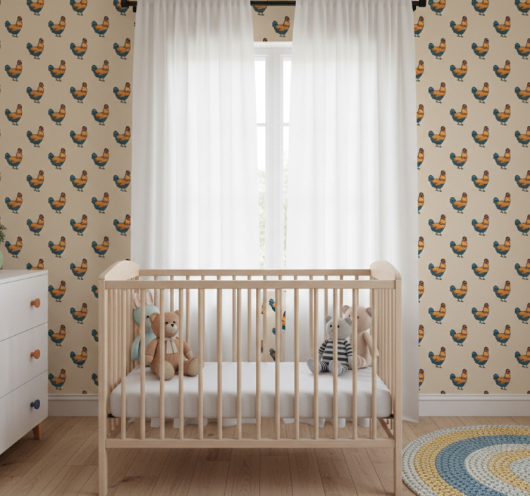 Papier peint chambre enfant motif coq charmant - TenStickers