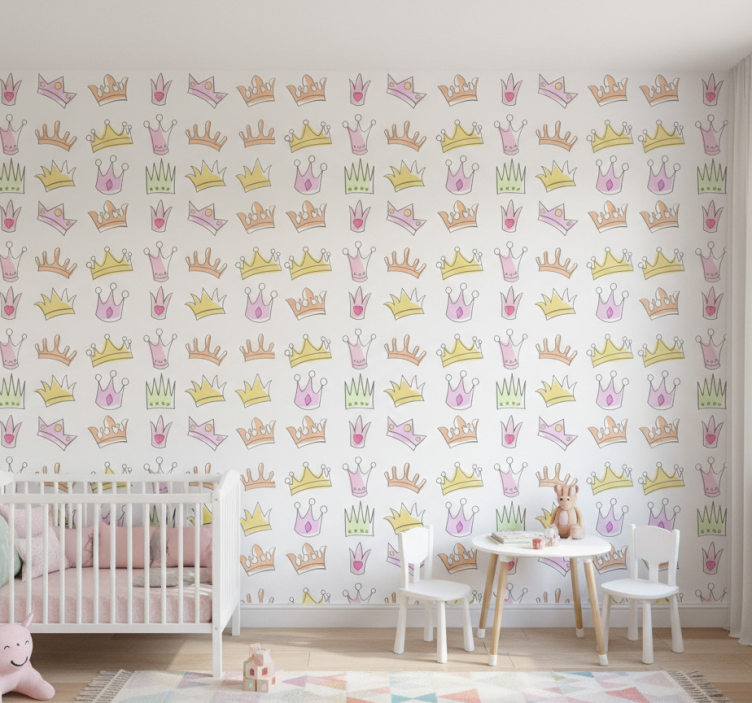 Papier peint chambre enfant motif couronne - TenStickers