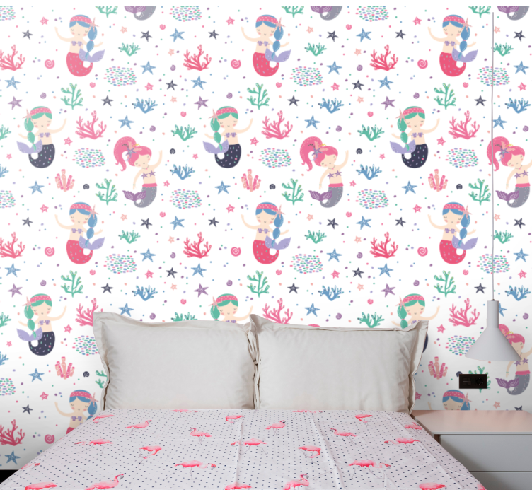 Papier peint chambre enfant motif de sirènes - TenStickers