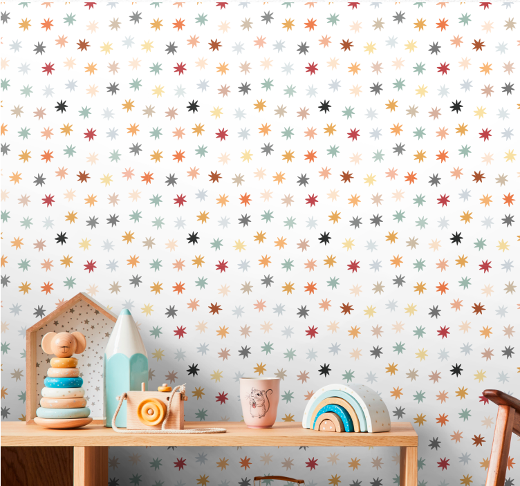 Papier peint chambre enfant motif d'étoiles colorées - TenStickers