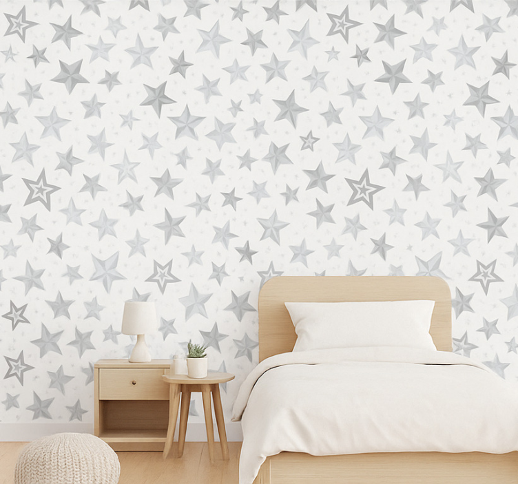 Papier peint chambre enfant motif étoiles argentées - TenStickers