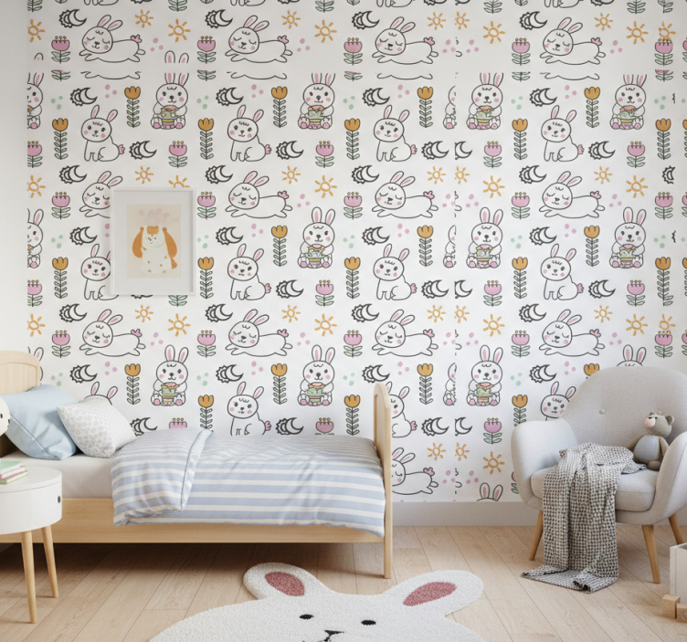 Papier peint chambre enfant motif lapin de pâques - TenStickers