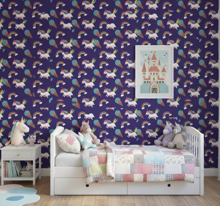 Papier peint chambre enfant motif licorne - TenStickers
