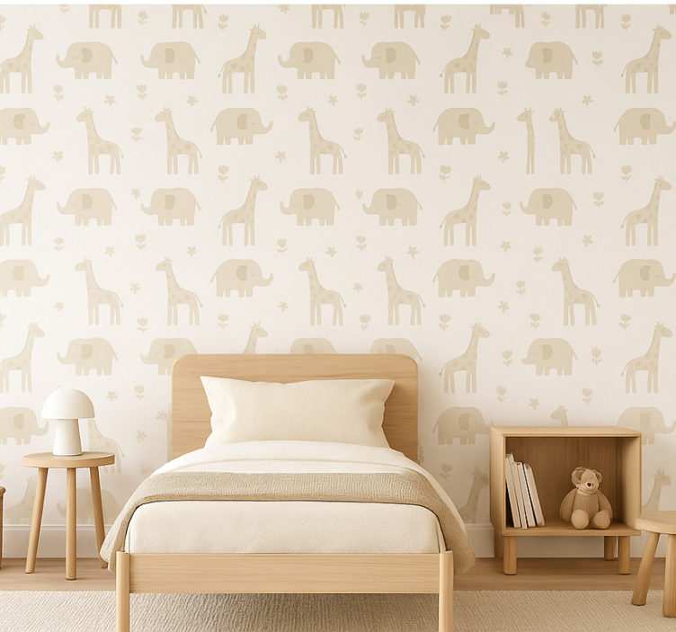 Papier peint chambre enfant motif rayé neutre - TenStickers