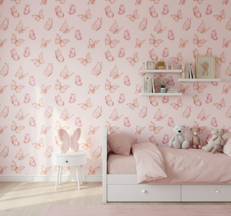 Papier peint chambre enfant motif rose - TenStickers