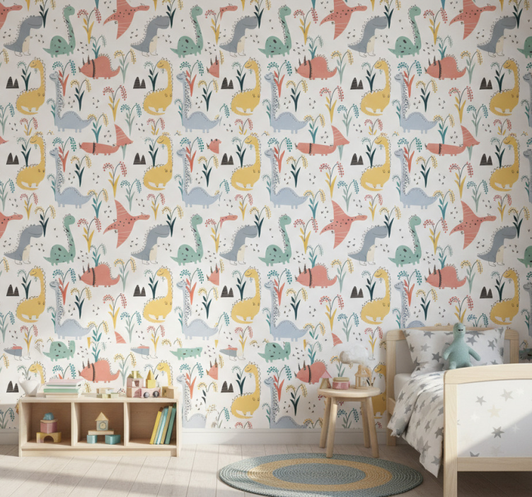 Papier peint chambre enfant motif scandinave coloré - TenStickers