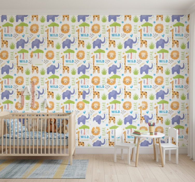 Papier peint chambre enfant motifs animaux safari - TenStickers