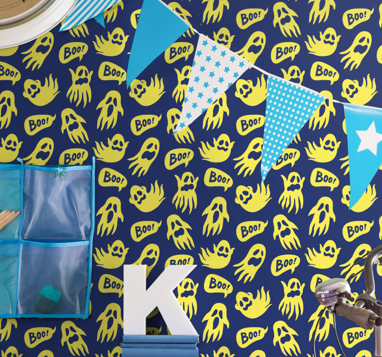 Papier peint halloween motifs fantomatiques - TenStickers